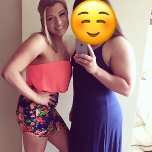 PEACH AND FLORAL SEXY FITTED DRESS!